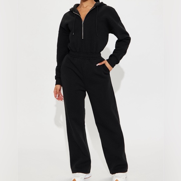 Fashion Nova Pants - Fashion Nova Black Hooded Jumpsuit